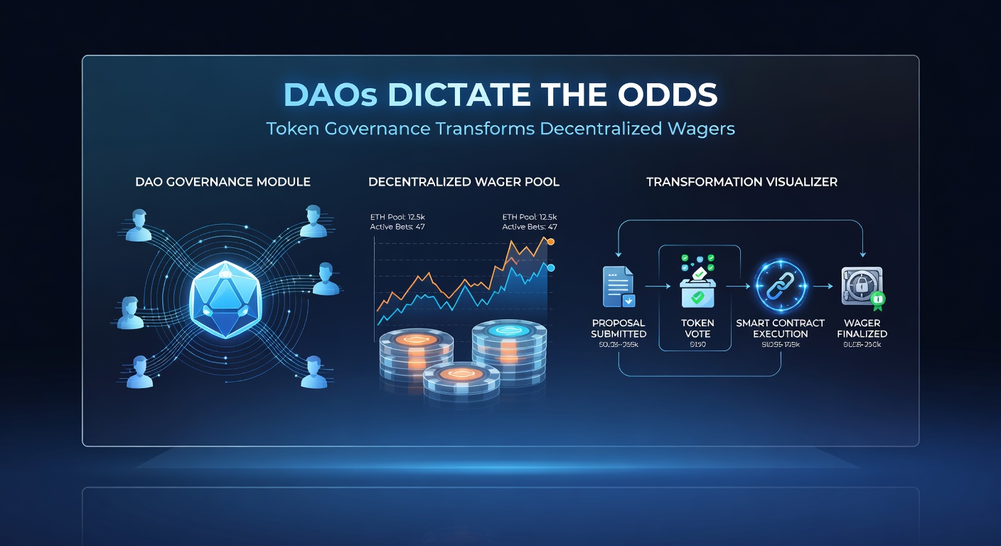 Visualisierung von Token-Abstimmungen in einer DAO, die Quoten auf einem dezentralen Wettmarkt verändern