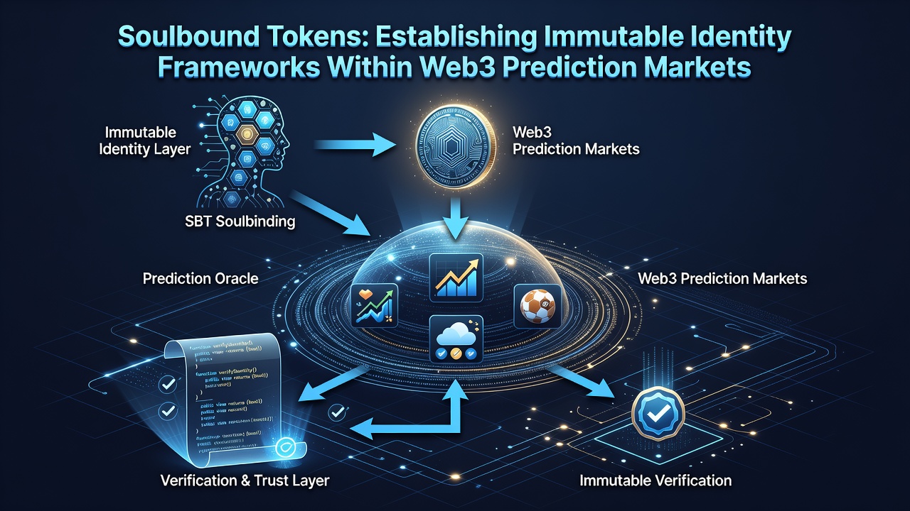 Technische Darstellung der Integration von Soulbound Tokens in Web3-Prognosemärkten